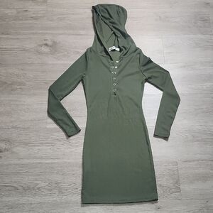 Doublju Long Sleeve Green Hooded Dress